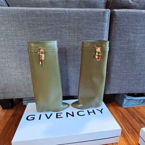 Givenchy Women's Shark Lock Boots Khaki